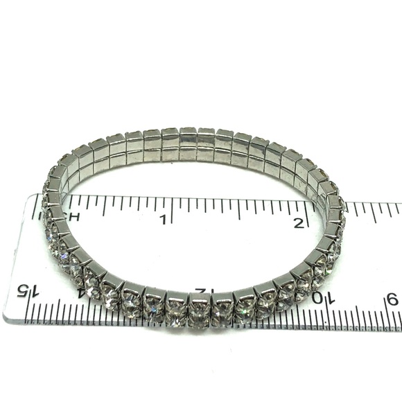 1928 JEWELRY SILVER-TONE CRYSTAL 2-ROW BRACELET - Picture 7 of 8